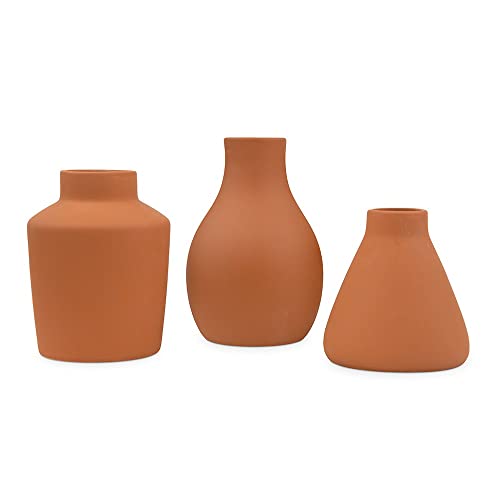 Weddingstar 3-Piece Clay Table Vase Set - Brown Terra Cotta