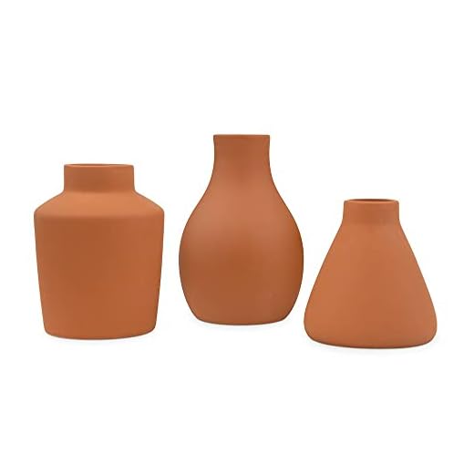 Weddingstar 3-Piece Clay Table Vase Set - Brown Terra Cotta
