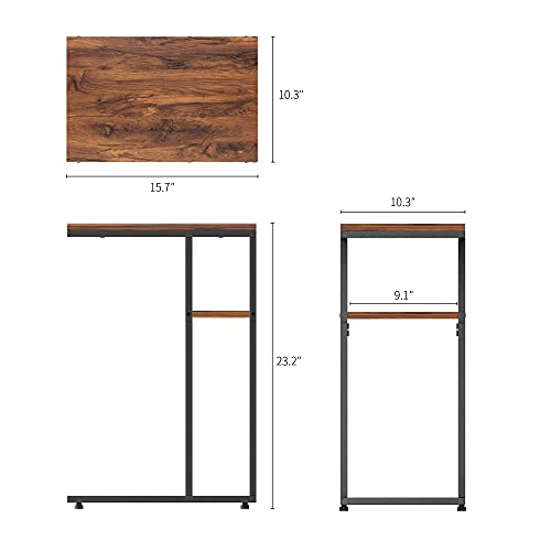 Cubicubi Snack Side Table With Outlet, C Shaped End Table With Usb For Sofa And Bed, Small Side Couch Table For Living Room Bedroom With Charging Station, Simple Assembly, Deep Brown #TOP6