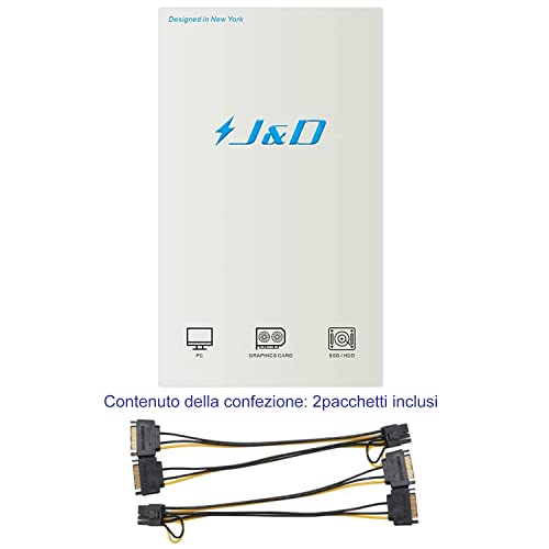 2 Confezioni 2x SATA Power 15 Pin a 8 Pin PCI Express (PCIe) Grafica Scheda Video Cavo Adattatore di Alimentazione - 20cm - Scheda video - Immagine 6
