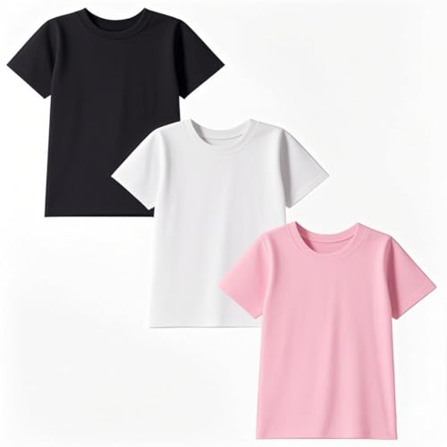 Image of Girls Short Sleeve Tee Shirts Kids Summer Crewneck Tops 5-14 Years