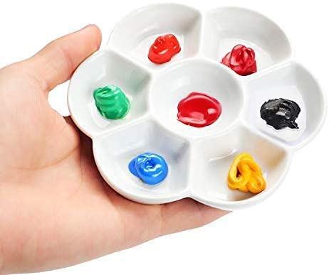 Miniatura 3 de Bandeja de paleta de pintura de artista de cerámica blanca de mezcla de flores de 7 pocillos para acuarela gouache pintura al óleo acrílica (3