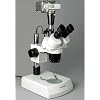 AmScope SW-2T24Z Trinocular Stereo Microscope, WH10x Eyepieces, 20X/40X/80X Magnification, 2X/4X Objective, Upper and Lower Halogen Lighting, Pillar Stand, 110V-120V, Includes 2.0x Barlow Lens