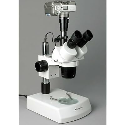 AmScope SW-2T24Z Trinocular Stereo Microscope, WH10x Eyepieces, 20X/40X/80X Magnification, 2X/4X Objective, Upper and Lower Halogen Lighting, Pillar Stand, 110V-120V, Includes 2.0x Barlow Lens