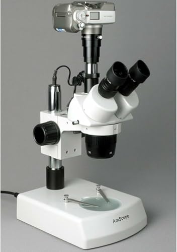 Image of AmScope SW-2T24X Trinocular Stereo Microscope, WH10x Eyepieces, 10X /20X /40X Magnification, 2X /4X Objective, Upper and Lower Halogen Lighting, Pillar Stand, 110V-120V, Includes 0.5x Barlow Lens