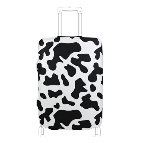 Joisal Suit Case Luggage Protector Cute Suitcase Covers Anti-scratch White Black Cow Print Travel Accessories for Women, M, Fits 22-24 Inch Case