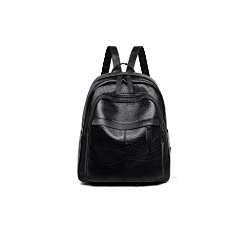 GSZCCZS Fashion Casual Shoulder Bagsack PU Leather Mujeres Mujeres Damas Mochila negra
