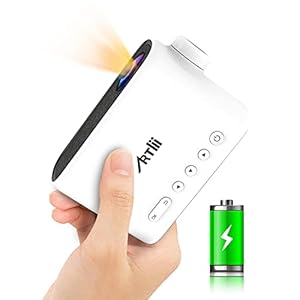 Mini Beamer Ingebouwde Batterij, 2021 Artlii Q Mini Projector, 1080p Full HD Ondersteund, Oplaadbare Draagbare Video…
