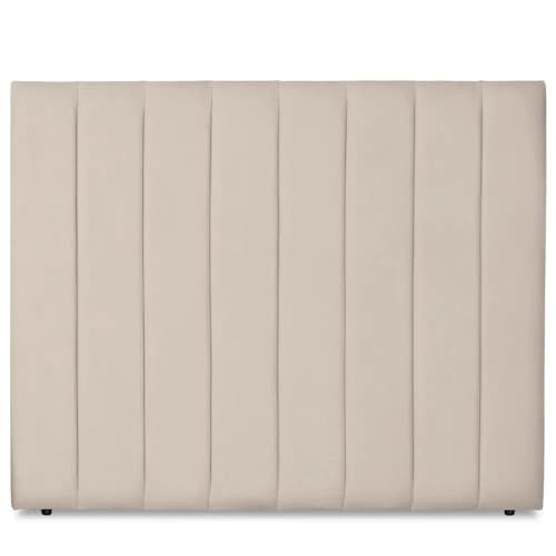 Ventadecolchones - Cabecero Tapizado Acolchado de Dormitorio Franjas Verticales Largo en Tela Antimanchas Crudo y Medida 151 x 125 cm para Camas de 135 ó 150