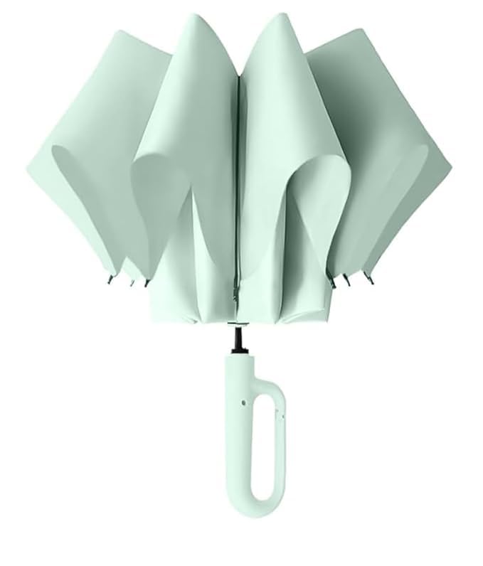 Image of TEKCOOL UV Umbrella with Novelty Carabiner Handle, Travel Umbrellas for Rain and Sun Windproof Compact, Automatic Open Close, 8 Ribs, Portable Umbrella for Men and Women(Light Green)'';