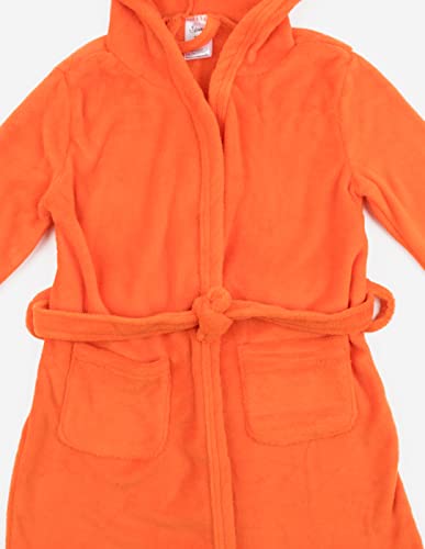 Leveret Kids Robe Boys Girls Solid Hooded Fleece Sleep Robe Bathrobe (5 Years, Orange) #TOP1