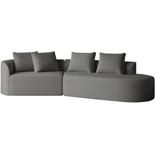 SHAIRMB Sofá Seccional Moderno Tapizado Extragrande, 4 Plazas De Chenilla De 284 Cm (112 Pulgadas), Asiento Extra Profundo Y Ancho, Sofá Curvo Tipo Nube con 4 Cojines,Dark Gray