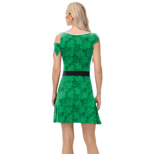 Robe de la Saint-Patrick imprimé trèfle manches asymétriques