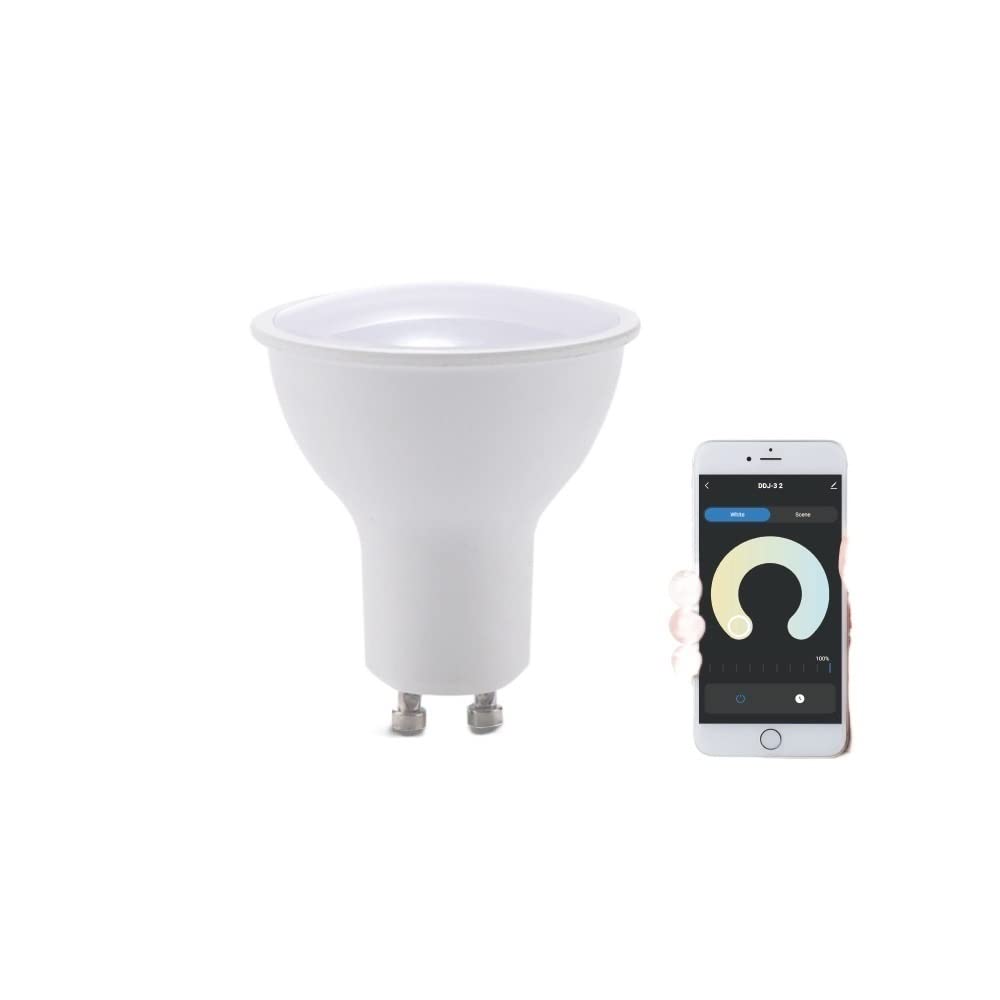 HHF Iluminación del hogar, Paquete de 10 luces LED AC220V 5W GU10/E27/MR16 2835SMD WIFI Bluetooth Smart APP Lámpara reguladora de intensidad de color 2700-6000K(GU10)