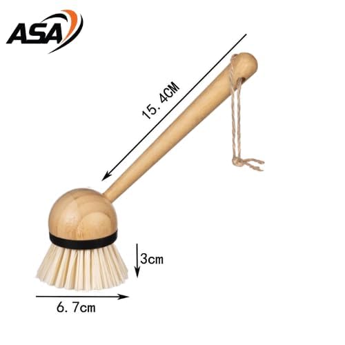 Washing Up Brush for Kitchen with Long Bamboo Handle – Cleaning Brush for Dishes, Pots, Pans, Kitchen Sink – Scrubber Brush Eco Friendly Natural Wooden Bamboo Dish Brush Handle (Bamboo Dish Brush) - Image 3