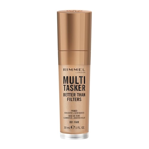 Rimmel Multi-Tasker Better Than Filters 3 in 1 primer, glow booster & illuminante. Usalo come preferisci, per ottenere la massima luminosità dalla tua pelle! Puoi usarlo da solo, miscelato con il fondotinta, sopra o sotto il trucco come base. Un prodotto multi-uso leggero e facilmente sfumabile infuso con biopeptidi naturali e vitamina C ed E. Disponibile in 8 tonalità che si adattano al colore della pelle, per un risultato impeccabile e luminoso. Dite addio ai filtri dei social media!