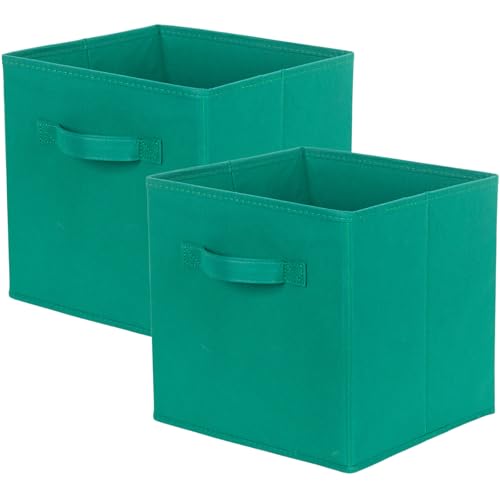 powerking Boîtes de rangement pour placards et jouets, boîtes de rangement en tissu pliables et tiroirs de rangement en tissu, lot de 2 (Forêt Vert)