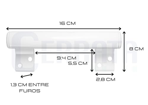Puxador de Porta de Correr, Kit com 2 Unidades (Branco)