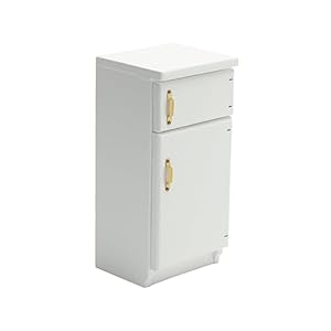 Abaodam Minimodel Koelkast Miniatuur Koelkast Mini-meubels Mini-koelkast Houten Speelkoelkast Fantasiespel Koelkast Mini Meubelmodel Speelgoed Kamer Kind Poppenhuis Berken Multiplex Wit