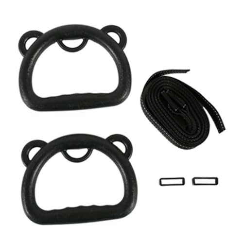 Vaveren 2Pcs Gymnastics Rings Pull up Exercise with Webbing Nonslip Adjustable Supplies Versatile Gym Rings Fitness for Park Exercise, Black