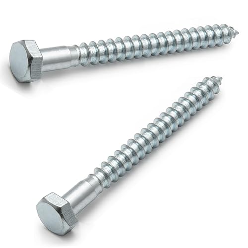 AMLOOPH M10 x 70mm Coach Screws, 10 Pack Heavy Duty Hex Head Lag Bolts 70mm - Zinc Plated Steel Half Thread M10 Self-Tapping Wood Screws for Wood, Brick & Masonry Fixing – Fence, Shelving, Decking