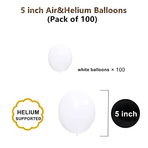 Image of 5 inch White Latex Balloons, 100 pcs Mini Thick Party Balloons for Birthday Wedding Baby Shower Decorations(White)