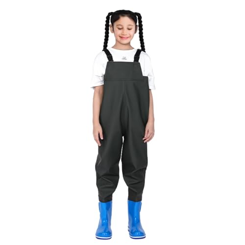 Vadeadores de pesca para niños, vadeadores de caza de una sola pieza con botas | Vadeadores de caza, impermeables, trajes de agua, pantalones de lluvia para pesca, caza, camping, 28, K