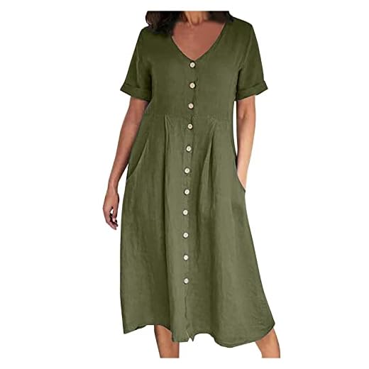 AEGJEGVD 2025 Robe Chemise Longue Femme Été Chic et Élégant Robe de Travail Mi-Longue Dress pour Fêter Boheme Max Robes de Soirée Confortable léger Décontractée Femmes Robes de Plage Vacances Cadeau