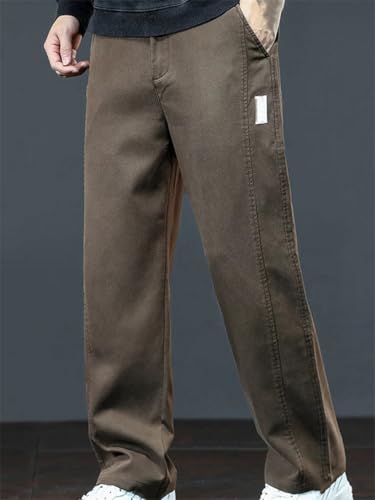 Men's Fall Winter Lyocell Jeans Elastic Waist Straight Leg Denim Pants Korean Style Plus Size3