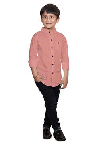 Image of Boys Solid Casual Shirt in Cotton Fabric