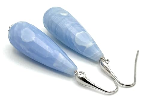 Boucles d'oreilles argent 925 et gouttes bleues artisanales - 2