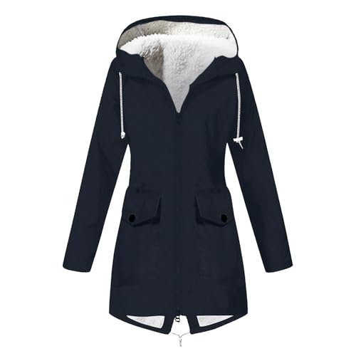 Gefütterte Regenjacke Damen Winter Wasserdicht Atmungsaktiv Softshelljacke...