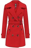 Wantdo Manteau Chaud à Double Boutonnage pour Femme Rouge S