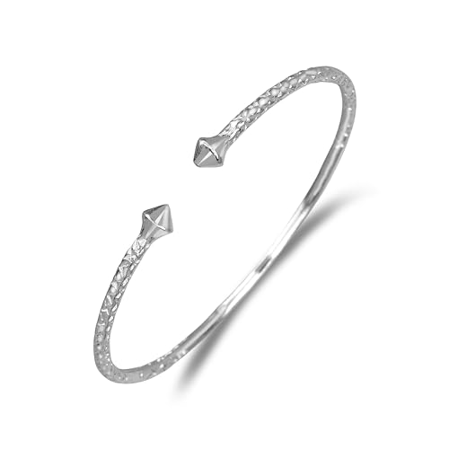 Smooth Pyramid Ends .925 Sterling Silver West Indian Thin Bangle, 1 piece