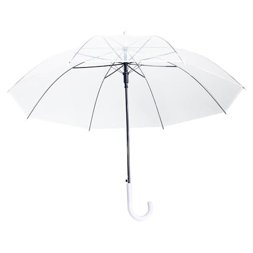 Clear Umbrella,Windproof Waterproof Lightweight Clear Umbrella Wedding with J Hook Handle,Large Portable Durable Transparent Umbrellas for Rain Bride Groom Photography Golf Outdoor Events (White)