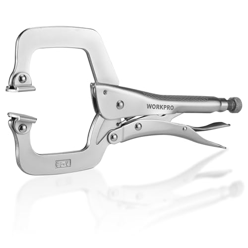 WORKPRO 11 Locking C-Clamp with Swivel Pads Heavy Duty Adjustable Vise Grip Pliers Welding Clamp for Woodworking Metalworking Auto Repair and Home Workshop