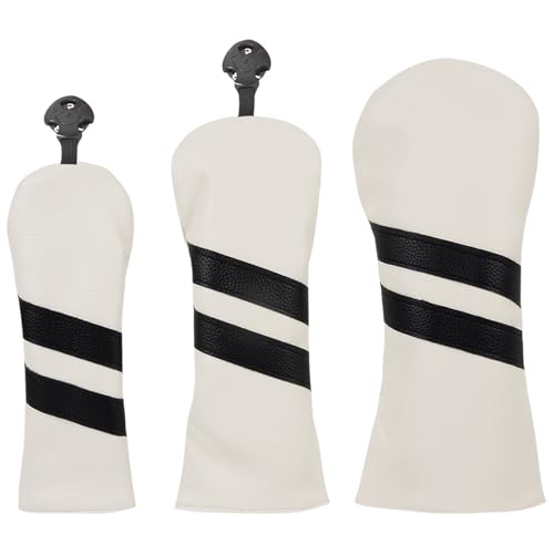 Couvre-clubs de golf en cuir synthétique à rayures pour bois - 6