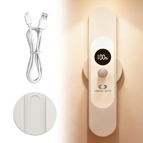 PORFOYO Applique murale d'intérieur avec détecteur de mouvement, applique murale LED d'intérieur sans fil rechargeable pour escalier, salon, chambre à coucher, couloir, 2 modes, magnétique