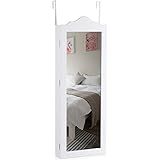 COSTWAY Armario para Joyas con Espejo Joyero Estante para Puerta y Pared Almacenamiento Blanco