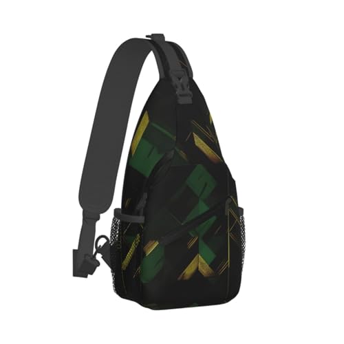 Sac à dos croisé imprimé géométrique vert doré design ergonomique