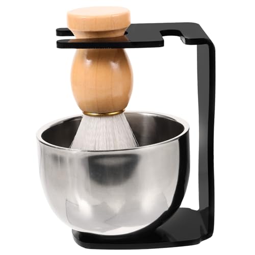 Baluue Stainless Steel Shaving Bowl Holder and Stand Shaver Organization Stand Brush and Shaving Cream Cup Men's Shaving Kit