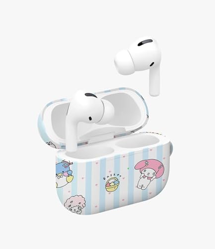 Image of Sweet Kawaii Parade Glossy Case Compatible with AirPods Pro 1, Cute Pastel Blue Striped Protective Hard Cover, Aesthetic Japanese Anime Cartoon Earbud Accessories for Women and Girls