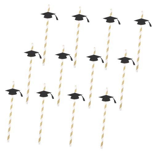 12 pitillos negros con birrete para fiesta de graduación miniatura 1