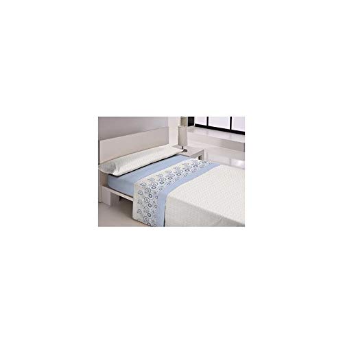 Parure de lit Carlos bleu polyester 150 cm anti-plis pour literie double