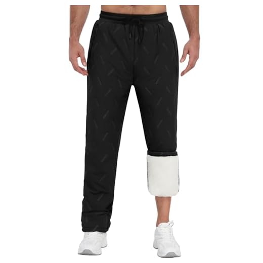 Voqeen Jogginghose Herren Thermo Winter Fleece Sweathose mit Reißverschluss Taschen Dicke Warme Trainingshose Skihose Wasserabweisend Outdoor