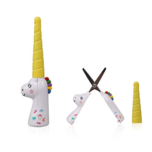 Student scissors paper-cut scissors folding safety scissors travel portable scissors animal cartoon scissors for office and kid (Unicorn)