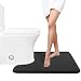 Yimobra Memory Foam Toilet Bath Mat U-Shaped, Soft and Comfortable, Super Water Absorption, Non-Slip, Thick, Machine Wash and Easier to Dry for Bathroom Commode Contour Rug, 24 X 20 Inches, Black