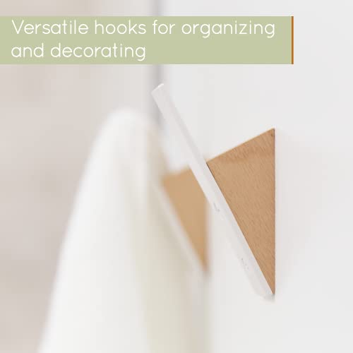 Homeforia WALL HOOK V4-01 Coat Hook Rack - Set Of 2 - Beech Wood White Metal Hooks thumb #1