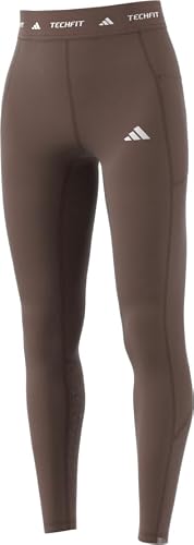 adidas Mujer TECHFIT Stash Pocket Full Length Leggings, Earth Strata, S