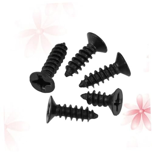 LIFKICH 100pcs Black Flat Head Self-tapping Screws Hardened Drywall Nails Cross Countersunk Wood Wallboard Screws for Gypsum Board and Floorboard Fastening